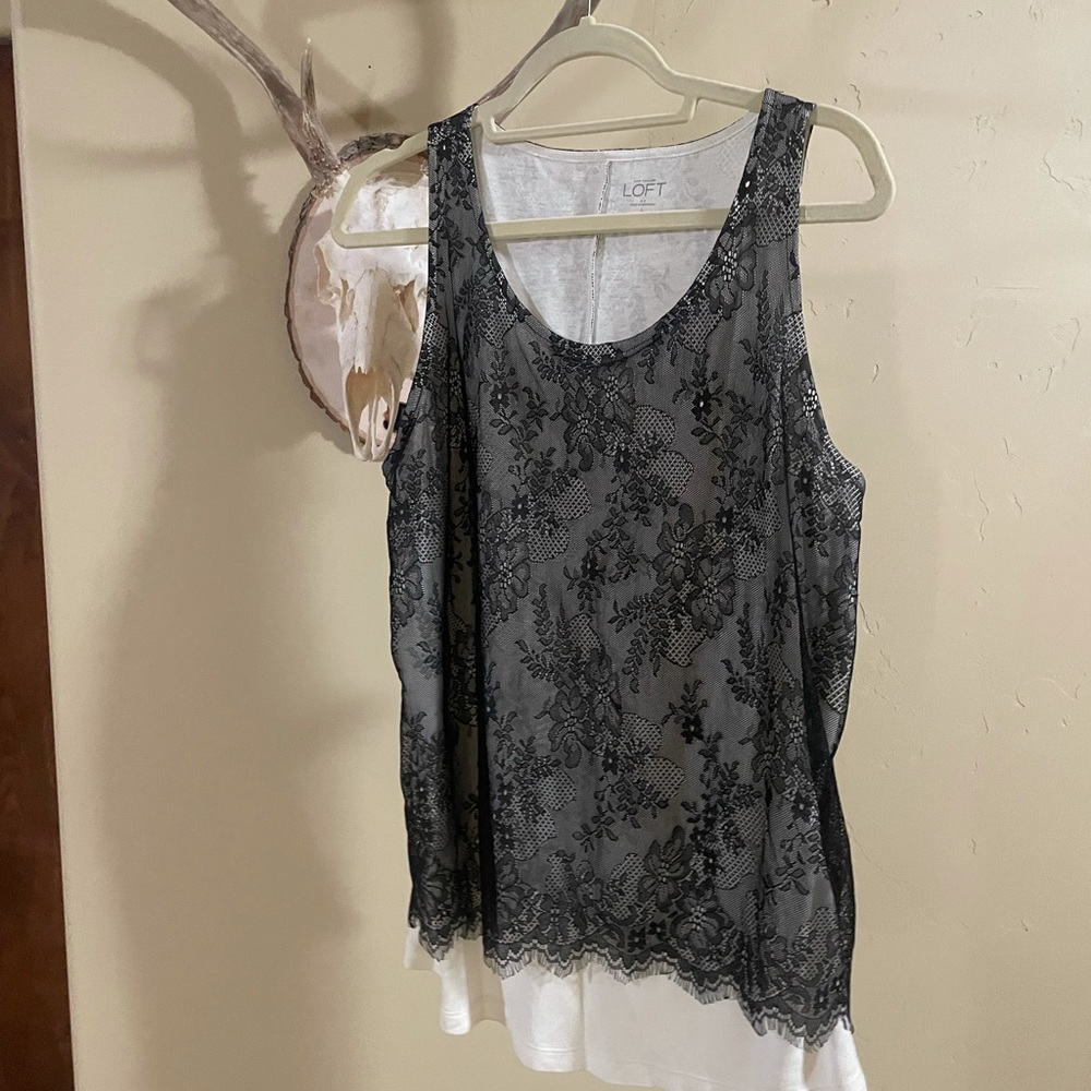 Ann Taylor LOFT Black lace tank